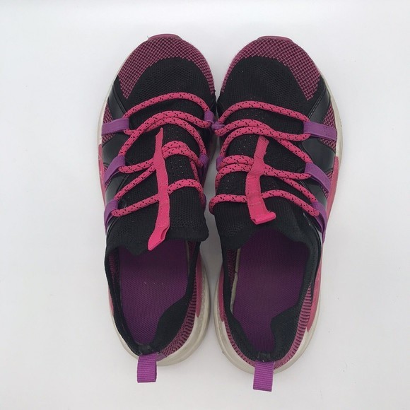 Athletic Works Knit Cage Sneaker Girls 3M Slip On Pink & Black Running Shoes - Picture 5 of 9